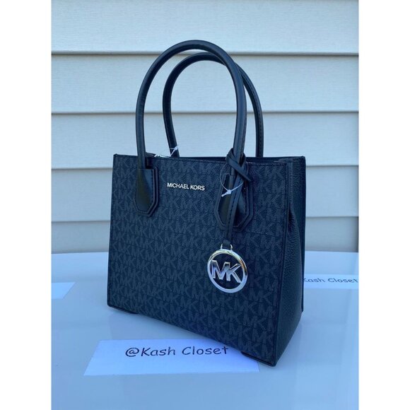 Michael Kors bag & wallet bundle mercer messanger medium & key chain card Black - Picture 4 of 12